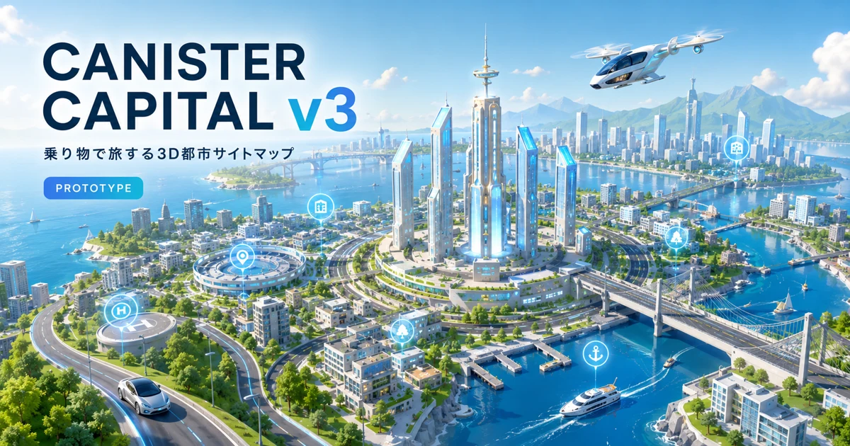 Canister Capital v3｜様々な乗り物で旅する3D都市サイトマップ